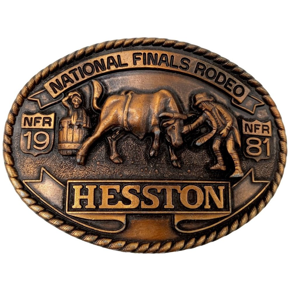 National Finals Rodeo Belt Buckle Vintage 1981 Oklahoma City Cowboy Western Wear